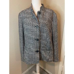 Coldwater Creek Black/White Fully Lined Button Down Tweed Jacket